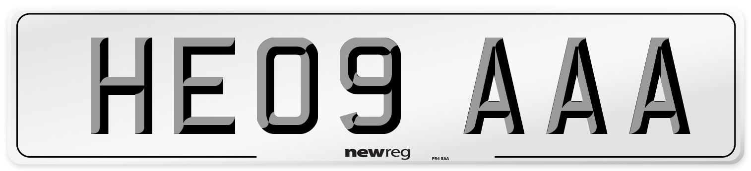 HE09 AAA Number Plate from New Reg